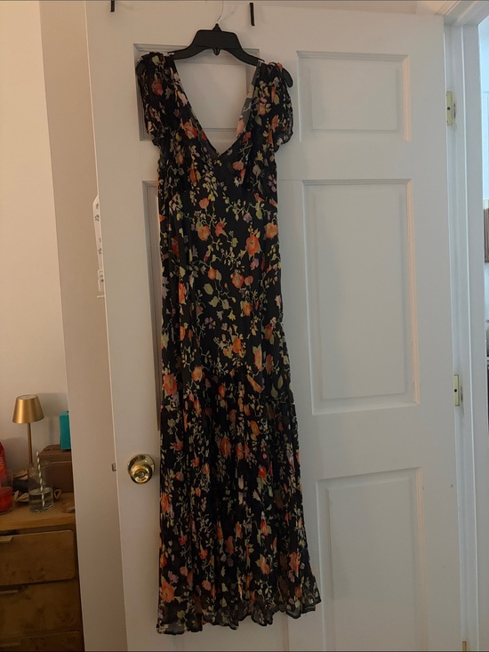 RIXO Dresses & Skirts - RIXO Black Maxi Dress with Orange and Green Floral Print